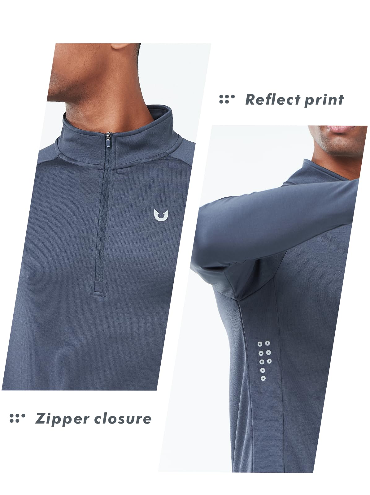 NORTHYARD Men's Quarter Zip Pullover Athletic Running 1/4 Zip Long Sleeve Pullovers Quick Dry Lightweight Tennis Gym Shirts COOLGREY XL