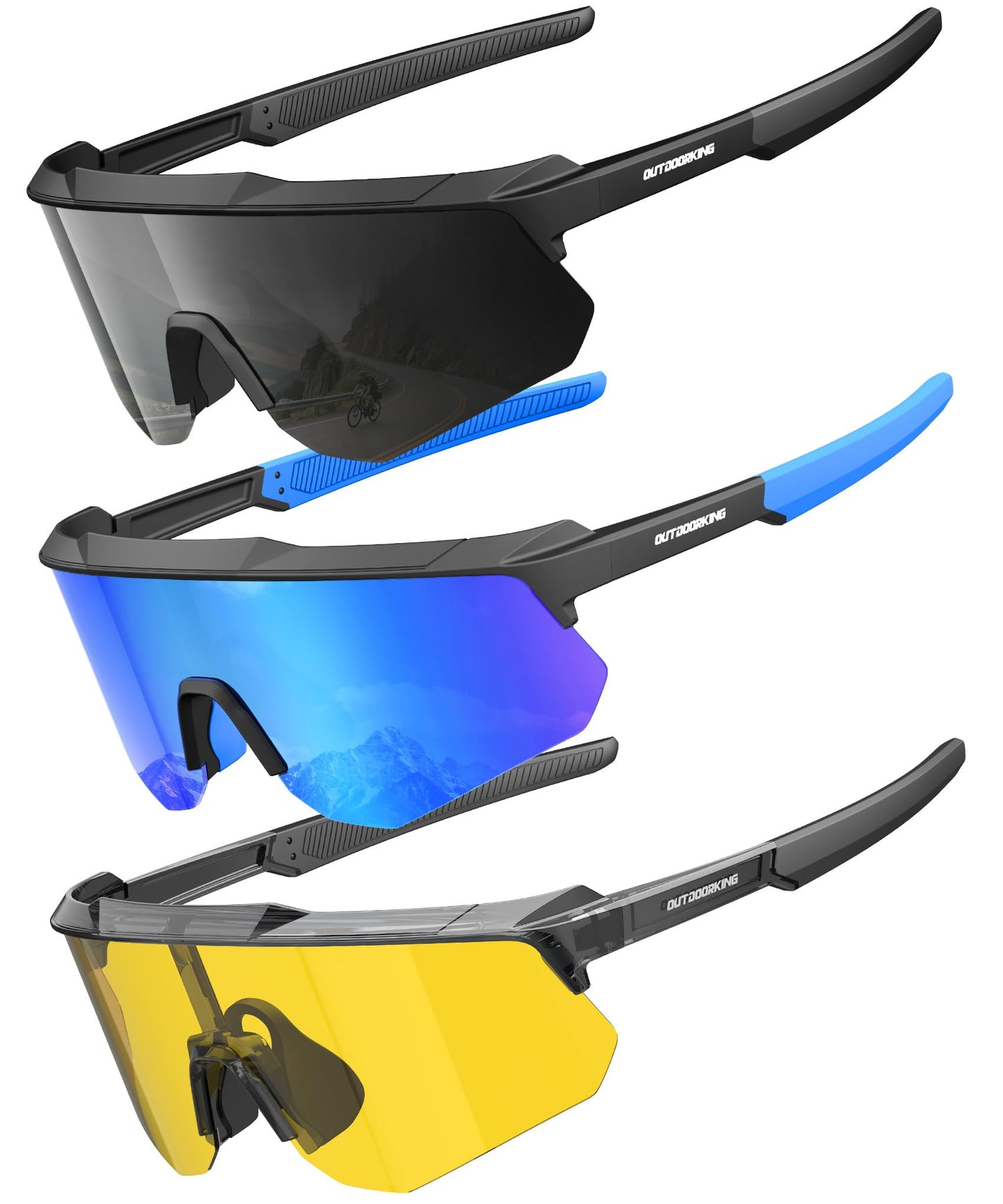 QALLY Polarized Sport Sunglasses Men Women Bike Sunglasses for Men Cycling UV Protection Baseball Running 3 Packs