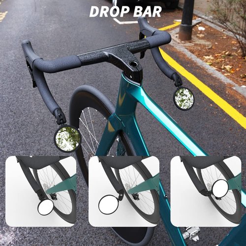 BriskMore Black Convex Rearview Mirrors, 2PCS Adjustable Handlebar Bicycle Mirrors for Road, Mountain, Scooter Bikes