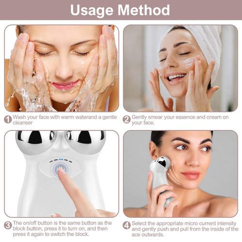 Microcurrent Face Device, USB Microcurrent Facial Shaping Tool for Facial Wrinkle Removal and Anti-Aging，Mini Microcurrent Face Lift Device for Face Lifting and Facial Sculpting (White)