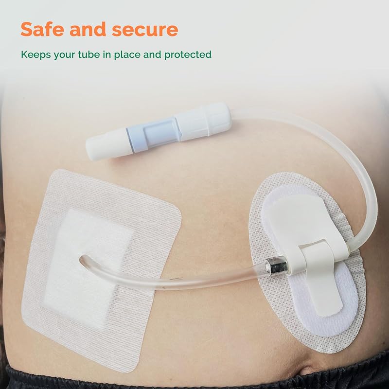 Greetmed Split Drain Adhesive Island Dressings 4" x 4" (20 Pcs) for Catheters & Tubes