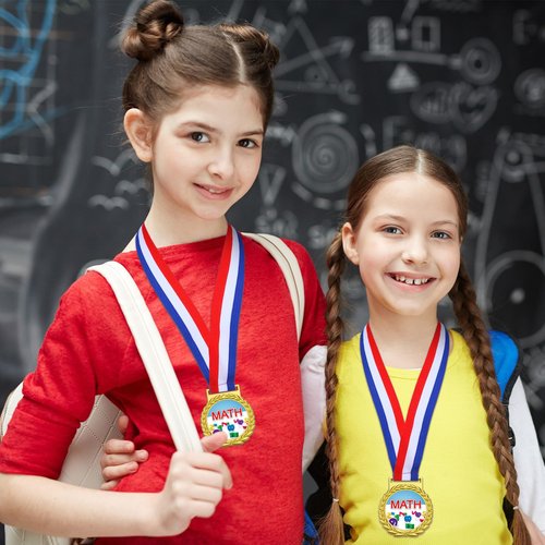 Loetere 30 Pcs Gold Medal for Award Bulk Winner Award Medal with Neck Ribbon Trophy Prize for Student Kid Education Competition Event Winner