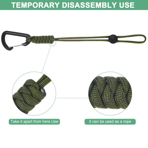 M METERXITY 2-Pack Paracord Keychains with Clips, 10 Inch Braided Lanyard Strap D Ring Adjustable Buckle Backpack Accessories for Camping/Hiking/Fishing/Traveling/Outdoor [Green]