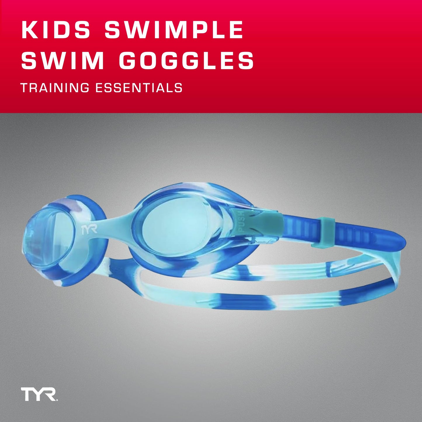TYR Kids' Swimple Goggles - Colorful Swim Goggles for Beginners, Green/Orange