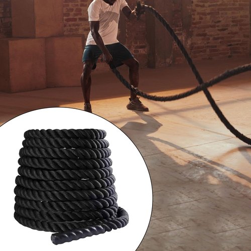 Aymzbd Battle Rope Equipment Fitness Rope Climbing Rope Physical Improve Strength 2.8M/3M Training Rope Fitness Exercise Rope, 25mmx2.8m Black