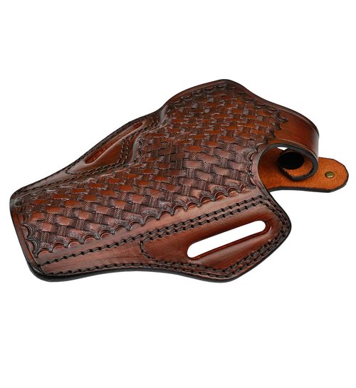 Thumb Break Leather Holster for Taurus 856 Defender 3" Barrel - Basket Weave - Genuine Leather - Right or Left Handed (Right)