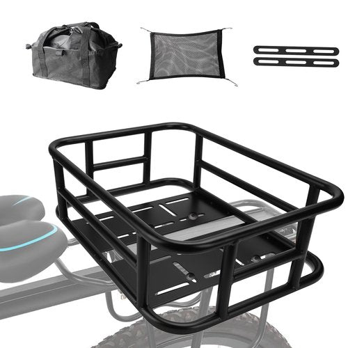 Rear Bike Basket,Bike Basket with Waterproof Liner and Cargo Net,Easy to Install,Maximum Load 100LB,Large Adults Bicycle Baskets Back of E-Bike and Bicycle