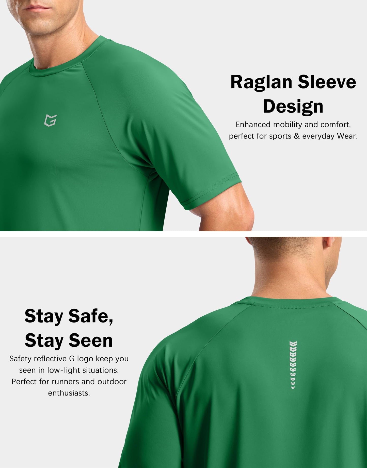 G Gradual Men's Athletic Workout T-Shirts Moisture Wicking Cooling Running Shirts Short Sleeve Performance Tee for Gym Tennis(Green,M)
