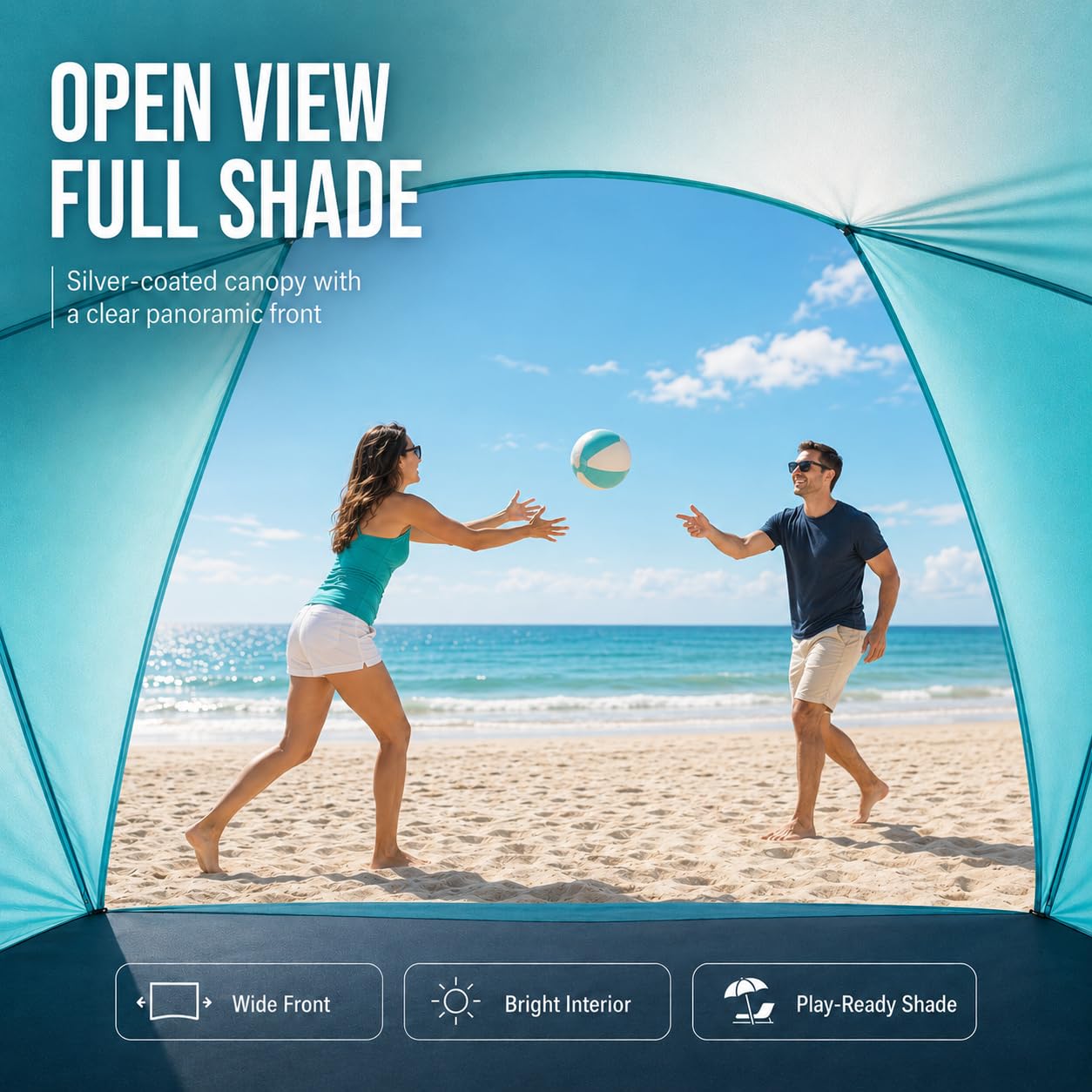 Beach Tent, Portable Sun Shelter for 2/3/4/6-8 Person with UPF 50+ UV Protection, Easy Setup Waterproof Beach Shade Canopy Cabana for Family Outdoor and Picnics, Fishing with Carrying Bag
