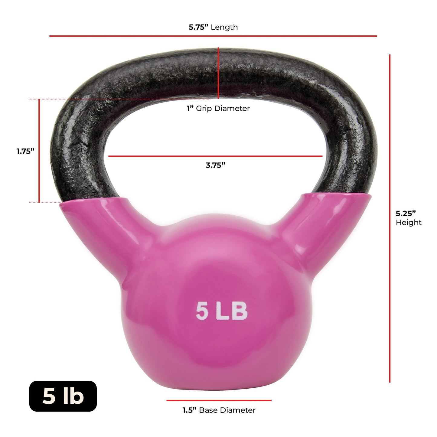 Sunny Health & Fitness Sunny Vinyl Coated Kettlebell (5-Pound)