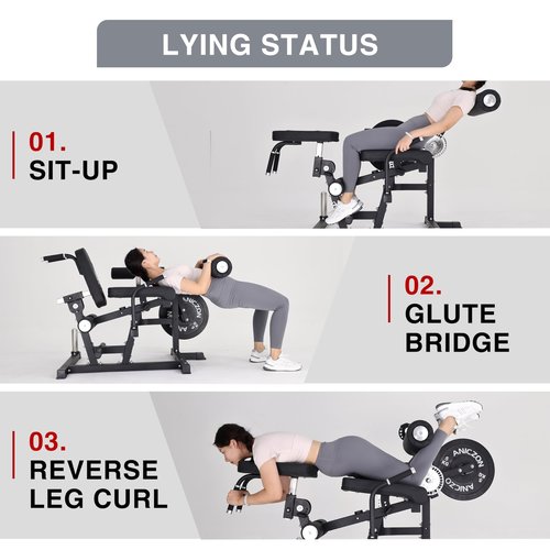 ANICZON Leg Extension and Curl Machine, Leg Rotary Extension for Thigh with Adjustable Seat & Backrest, Lower Body Leg Machine with Plate Loaded for Home Gym, Upgrade (Black)