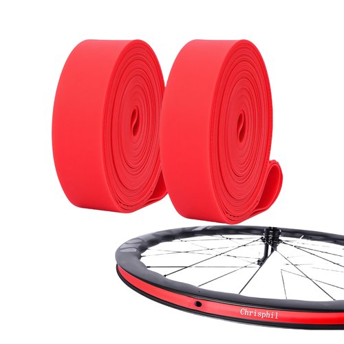 Chrisphil Bicycle Rim Tape Strip Liner for Mountain Bike Tires, Tube Protection (Mountain Bike Tire, Red 26 Inches 2 Packs)