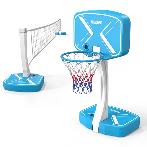 PEXMOR Pool Basketball Hoop for Swimming Pool,2-in-1 Basketball Hoop and Volleyball Net