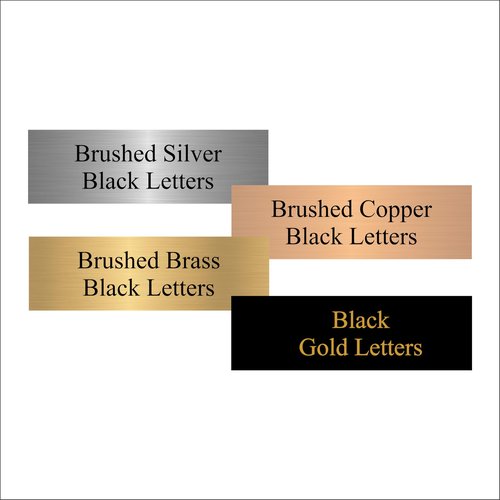 Engraved Plaque, Personalized Plate, Acrylic with Brushed Brass - Silver - Copper - Black Finish, Trophy Plates Engraved, Custom Plate with Adhesive Backing - 2"x4", 2"x6", 2"x8", 3"x6"