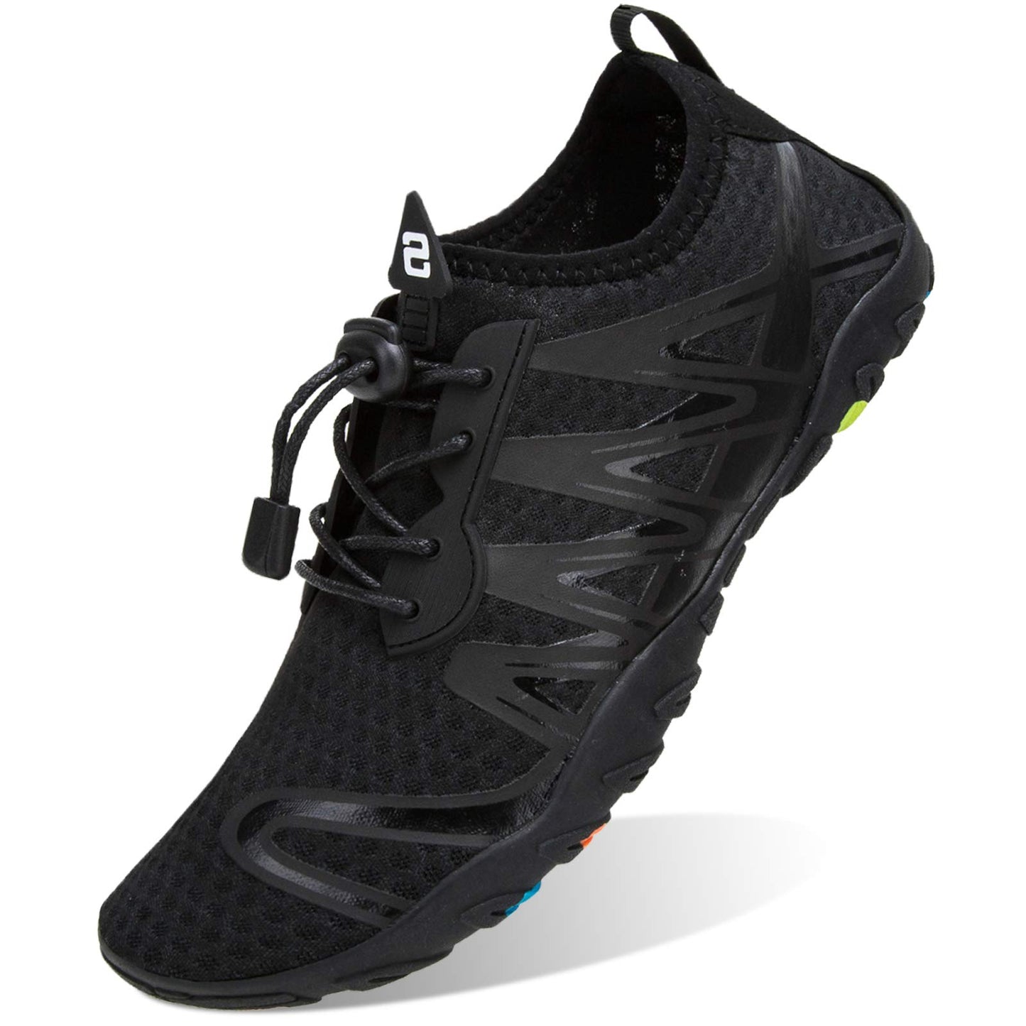 WateLves Water Shoes Mens Womens Barefoot Beach Swim Shoes Quick-Dry Aqua Socks Pool Shoes for Surf Yoga Water Aerobics (All Black, 42)