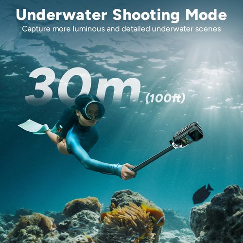 SJCAM C300 Pocket Action Camera 4K,7Hour Power, 6-Axis Stabilizer, Dual-Touch Screen Body Camera, 30M Waterproof,for Vlogging and Live Streaming, with Accessories Kits, Black,Gifts,with 64G Card