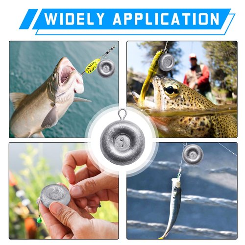 Pfeibk Fishing Weights Sinkers Disc Sinkers, Coin Fishing Sinkers Surf Fishing Weights Saltwater Bottom Fishing Trolling Catfish Weights, Heavy Fish Weight 1oz 2oz 3oz 4oz 5oz (10pcs 1oz)