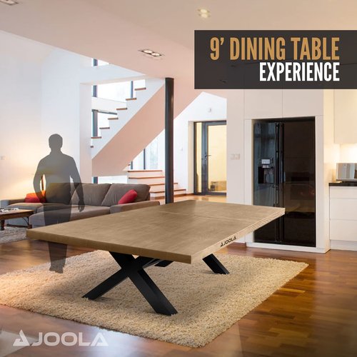 JOOLA Berkshire Outdoor Table Tennis Table - Multi Use Conference Table Dining Table - Concrete Oak Wood Look Includes Steel Outdoor Ping Pong Net Set & Frame - Hybrid Indoor Outdoor Ping Pong Table