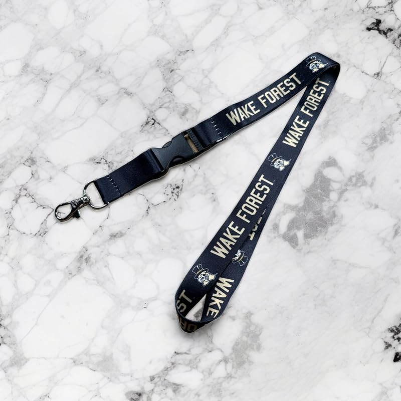 Wake Forest Lanyard with Snap Buckle—Black, Officially Licensed