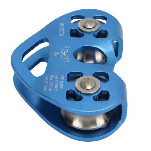 ZJchao Double Pulley Block, Cable Pulley Kit, Aluminum Alloy Slackline Kit for Climbing with High Strength (Blue)