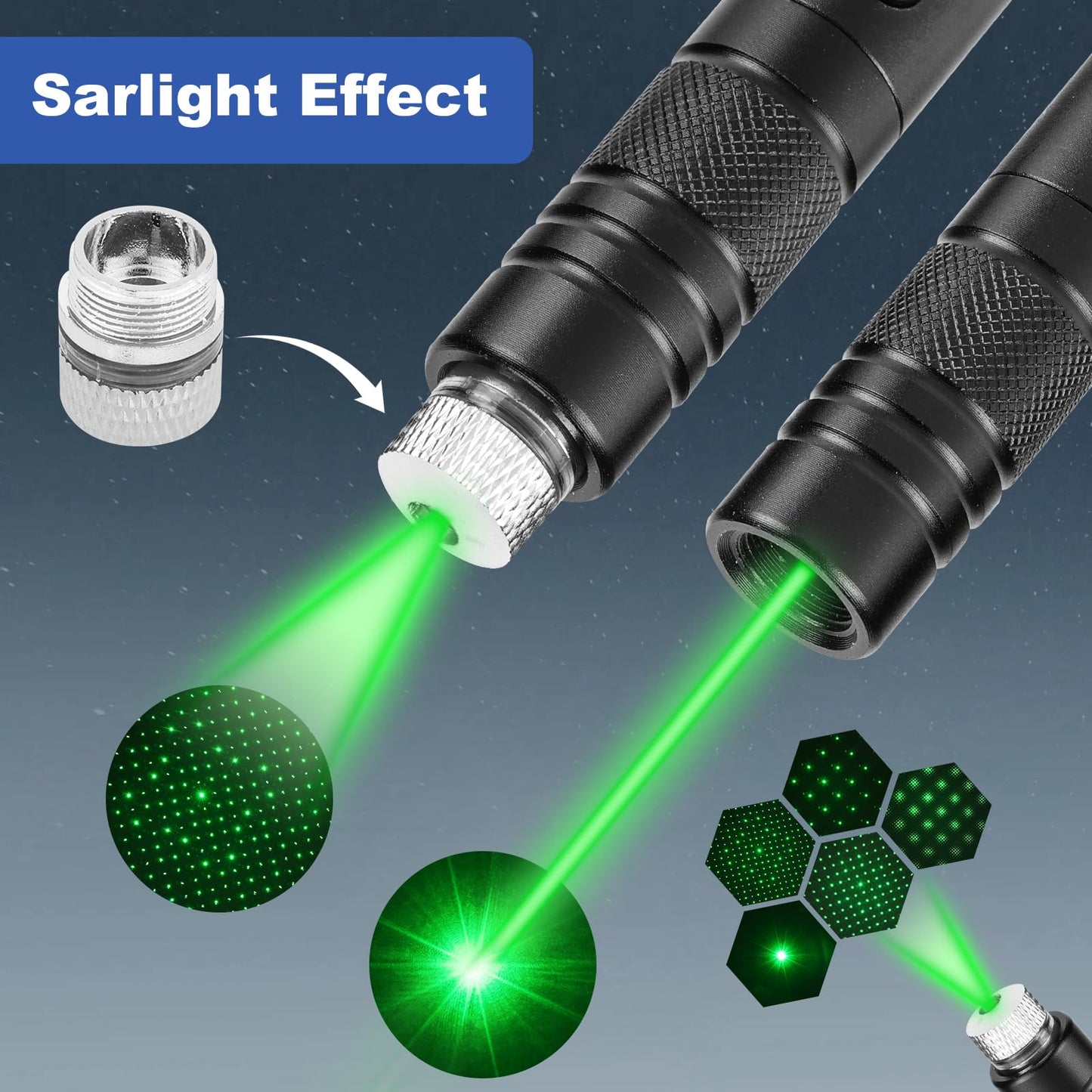 Damflew Green Laser Pointer High Power - Long Range Rechargeable Laser Beam, USB Charging for Hiking, Presentations & Outdoor Use (Professional-Grade Green Light)