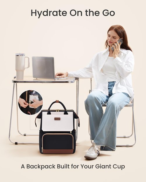 LOVEVOOK Laptop Backpack for Women with Giant Tumbler Holder Pocket, 17 inch Travel Work Backpack Purse for Nurse Teacher, Waterproof School Bag College Bookbag Cute Casual Daypack for Girls