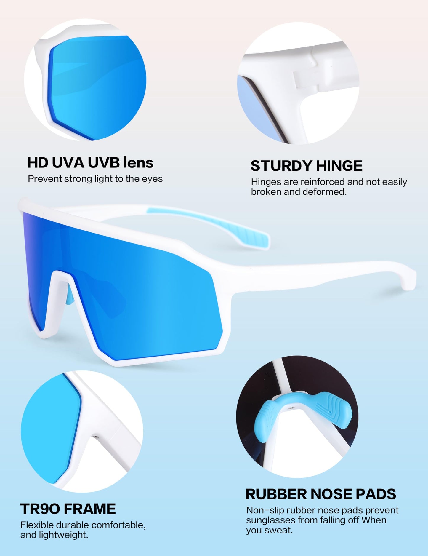 BIRCEN Kids Baseball Sunglasses for Youth - Boys Girls Polarized Sports Sun Glasses UV Protection for Cycling Age 5-12