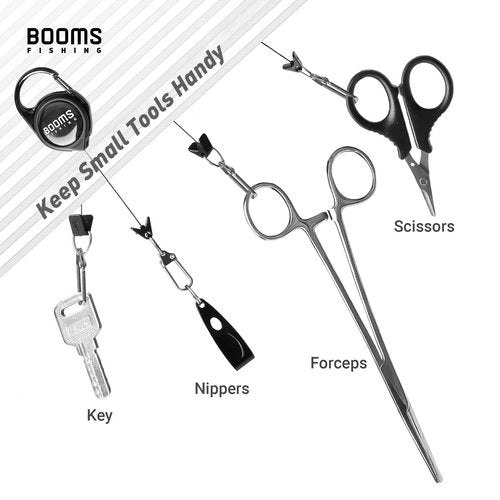 Booms Fishing RG1 Fly Fishing Zinger Retractor - Retractable Tether 3pcs Black