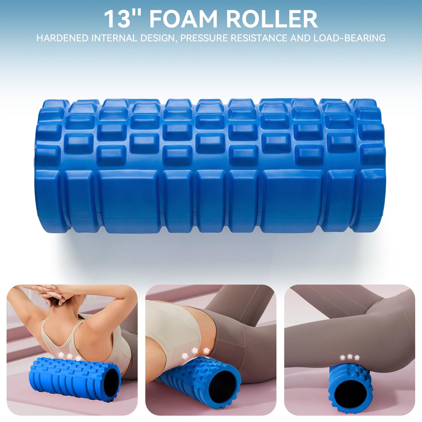 Krightlink 5 in 1 Foam Roller Set for Deep Tissue Muscle Massage, Trigger Point Fitness Exercise Roller, Massage Ball, Stretching Strap, Whole Body (Orange)