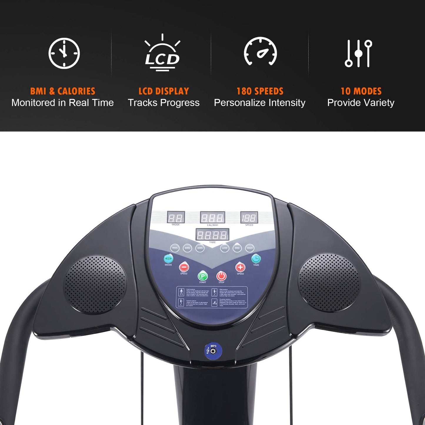 2000W Whole Body Vibration Platform Exercise Machine with MP3 Player (180 Speed Levels Platform)