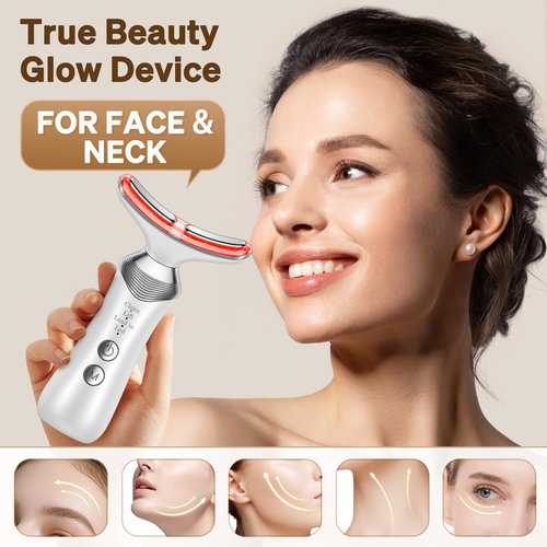 YUMAID Face and Neck Massager, 7-in-1 Multifunctional Facial Massager Tool with 4 Modes, Portable Facial Skin Care Tools, Beauty Device for Home Travel