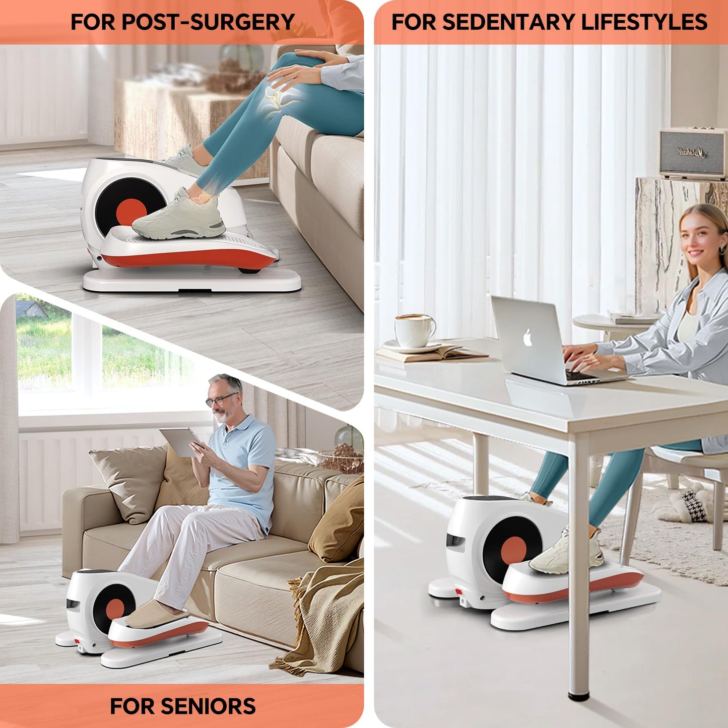 2025 New Under Desk Elliptical Machine, Electric Ellipse Leg Exerciser Pro As Seen On TV with 16 Adjustable Speed, Quiet and Fully Assembled with Remote Control & Non-Slip Foot Straps
