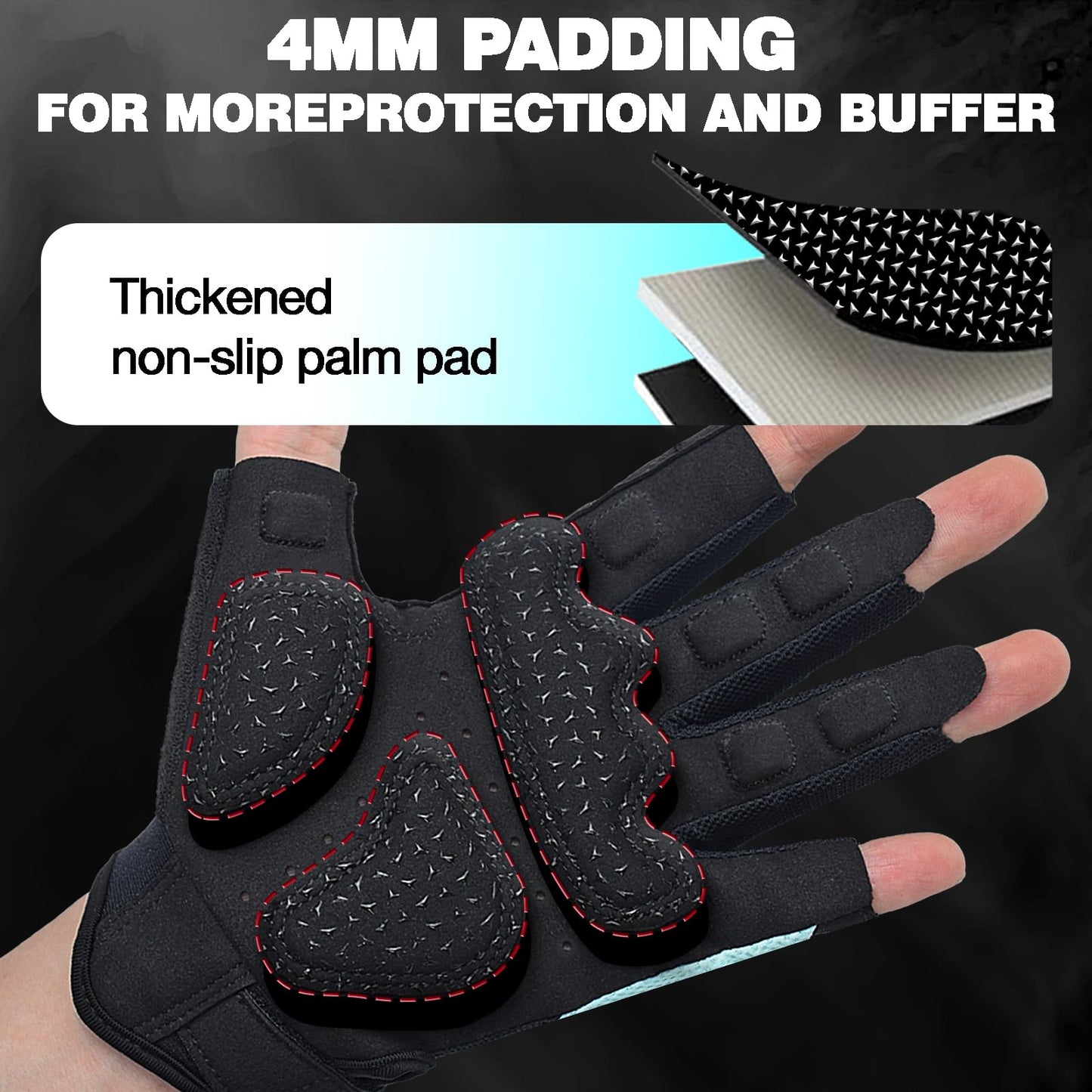 Seektop Breathable Workout Gloves for Women & Men, Thick Padded Weight Lifting Gloves, Full Palm Protection, Excellent Grip for Gym Fitness and Training, Exercise, Cycling