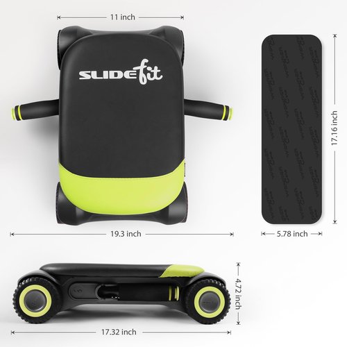 WONDER CORE Slide Fit: Ab Roller Wheel with Elbow Support, Automatic Rebound Ab Abdominal Exercise Roller Wheel, Abs Workout Equipment, Fitness Rolling Board with Knee Pad for Home Gym (Green)