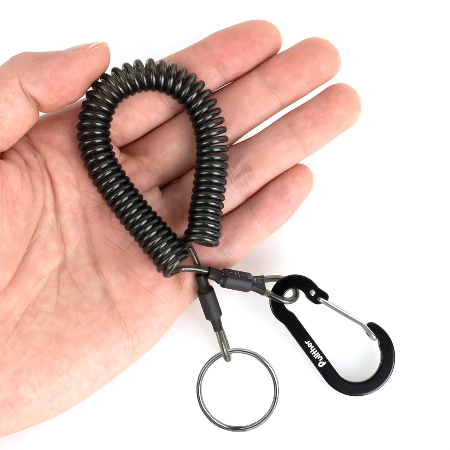 Pullther fishing Coiled Lanyard,Fly Fishing Lanyard with Carabiner,Retractable Tool Lanyard,Anti Loss Key Lanyard,Tool Lanyards for Hand Tools,for Pliers,Fishing Shears,Fishing Accessories.