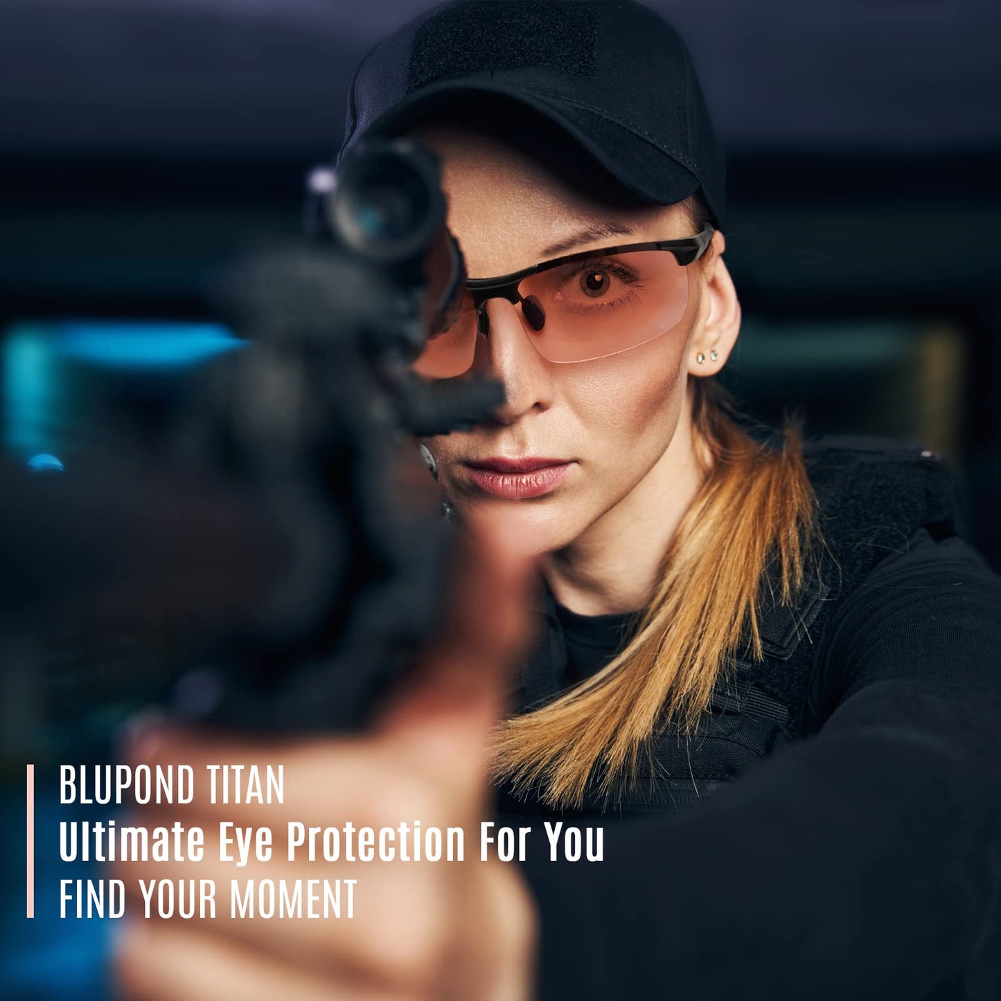 BLUPOND Shooting Glasses Women - Polarized Pink Lens Anti Fog Safety Sunglasses for Shooting Hunting Working for Men Woman