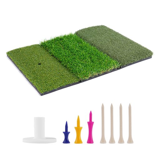 Golf Hitting Mat 24"x16"|24"x24" Tri-Turf Golf Practice Matt Outdoor Indoor Portable Training Matt Traint Aid Batting Turf Mat for Chipping, Driving and Full Swing Practice (24"x16")