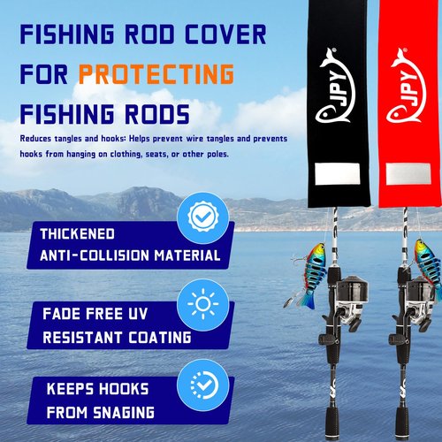JPY 2 Pcs Neoprene Fishing Rod Sleeve Protective Rod Covers for Fishing Poles Hook-Resistant Rod Storage Case Fits Spinning Casting Trolling Rods (70 in)