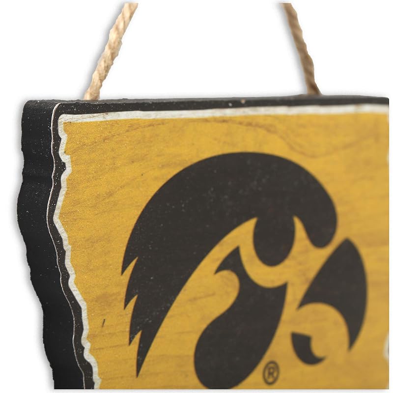 University of Iowa Shaped Hanging Wood Wall Decor - Black/Gold