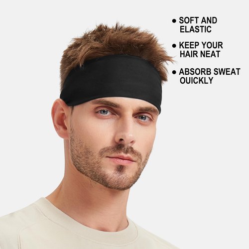 VIMPEP Tenacious Sports Headbands for Men Non Silp Soft Feeling Sweatband Workout Headband for Running,Cycling,Basketball,Tennis,Yoga Fitness Stretchy Quick-Dry Hairband for Unisex 3 Pack Black