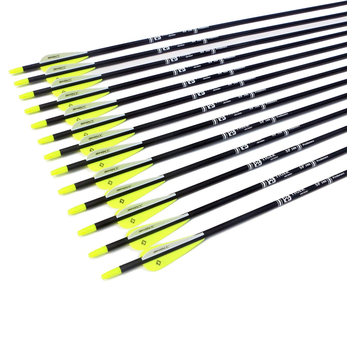 TIGER ARCHERY 30Inch Carbon Arrow Practice Hunting Arrows with Removable Tips for Compound & Recurve Bow(Pack of 12) (Yellow White)