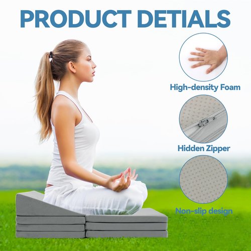 ROYALAY Adjustable Meditation Cushion for Sitting on Floor, Large Yoga Pillow for Adult, 3 Adjustable Heights Meditation Pillow, Ergonomic Meditation Cushion Set for Hip and Knee Support