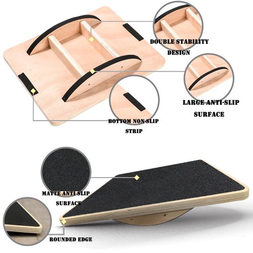 Balance Board Wobble Board Balance Boards for Adults Anti-Slip Wooden Balance Board for Physical Therapy & Core Strength, Ideal Balance Board for Standing Desk with Ankle Support