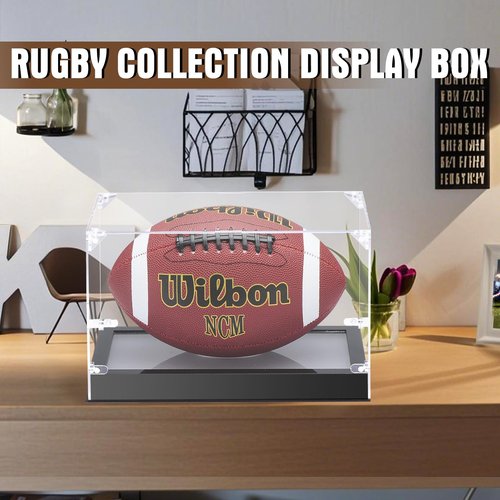 Acrylic Football Display Case with Adjustable LED Light,Clear Football Holder Display Box Multiple Light Modes Full Size,UV-Protective Dust-Proof, Lighted Football Memorabilia Display Case