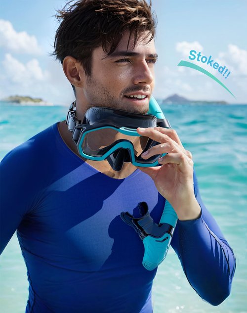 Kwambiri Snorkeling Gear for Adults Kids, Dry-Top Snorkel Set, 180°Panoramic Wide View Diving Mask Breathing Freely Snorkel Mask for Snorkeling Scuba Diving Swimming Travel