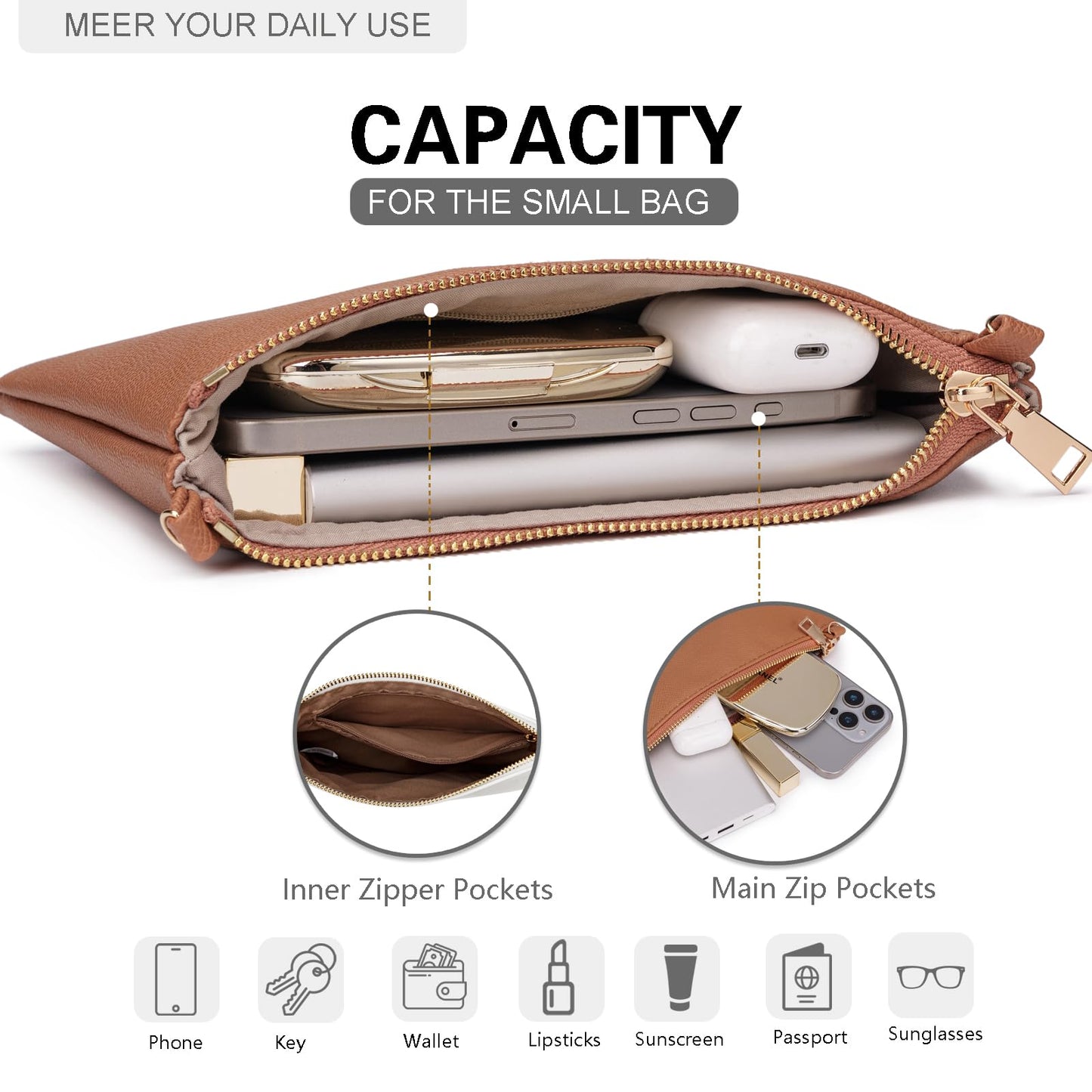 higouta Small Crossbody Bags for Women Trendy Clutch Purse PU Leather Shoulder Bags with Adjustable Strap