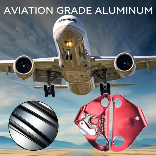Chest Ascender Tree Climbing Gear Rope Grab High Strength Aluminum Alloy Rappelling Equipment CE Certified for Rock Climbing Rescue Aerial Work Mountaineering Caving Arborist Work 8-13mm Ropes (Red)