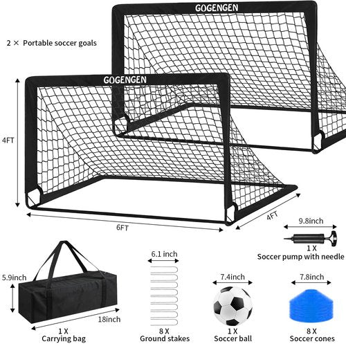 Soccer Goal, 2 of 6x4 Soccer Goals for Backyard with Soccer Net, Soccer Ball, Target, Cones, Soccer Training Equipment for Toddler Kids Youth