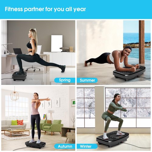 SoftGym Vibration Plate Exercise Machine for Lymphatic Drainage,Power Vibrate Stand Shake Board 450 Lbs Capacity Whole Body Workout Waver with Resistance Bands Weight Loss Gifts for Women Men-Black