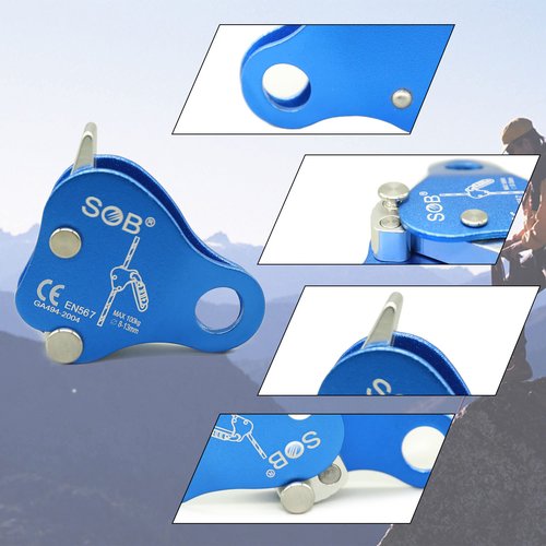SOB Climbing Fall Protection Belay Device Ascender Protect Aluminum Magnesium Alloy Climbing Ascent Rope Grip Clamp for Mountaineering Rock Climbing Downhill Operations and Rescue